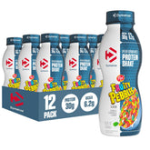 Dymatize Fruity Pebbles front packaging showing nutrition highlights and flavor