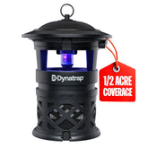 DynaTrap front view showing compact black housing and plug, promotes simple outdoor protection