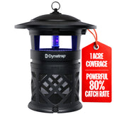 DynaTrap front view showing sleek black housing and discreet outdoor benefit