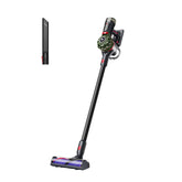 Dyson V8 front profile showing compact stick form and streamlined design benefit lightweight handling