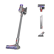 Dyson V8 Plus front view showing sleek cordless design and power benefits
