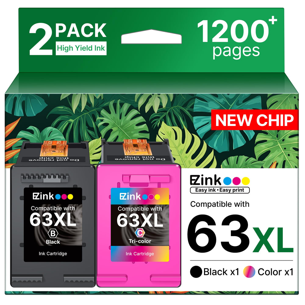 E-Z Ink frente del empaque mostrando el combo 63XL y 63, fácil identificación