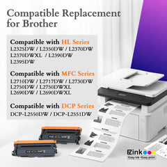 E-Z Ink etiqueta del cartucho con modelo TN760 y compatibilidad clara
