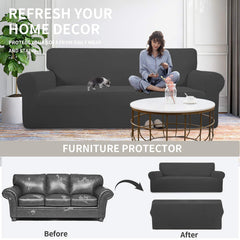 Comparación antes y después con funda Easy-Going para renovar sofá