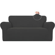 Easy-Going front view of dark gray loveseat cover showing neat fit