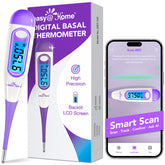 easy@Home termómetro basal frontal mostrando pantalla clara y beneficio de lectura rápida
