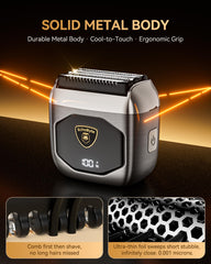EchoByte close-up of 4-blade hybrid head benefit: captures varied hair lengths