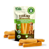 EcoKind front packaging showing eight yak cheese chews, clear product view, easy selection