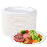 ECOLipak front packaging showing 150 white compostable plates and clear branding