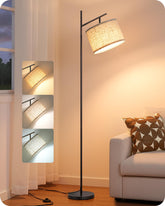 EDISHINE lámpara de pie frontal en sala muestra diseño elegante y luz dirigida