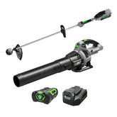 EGO Power+ full combo kit showing trimmer blower battery — convenient cordless power