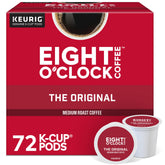 Eight O'Clock Coffee front packaging showing 72-count, clear brand and convenience benefit