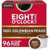 Eight O'Clock Coffee frente del empaque mostrando 96 cápsulas y beneficio conveniencia