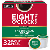 Eight O'Clock Coffee frente del empaque K-Cup, muestra conveniencia y sabor