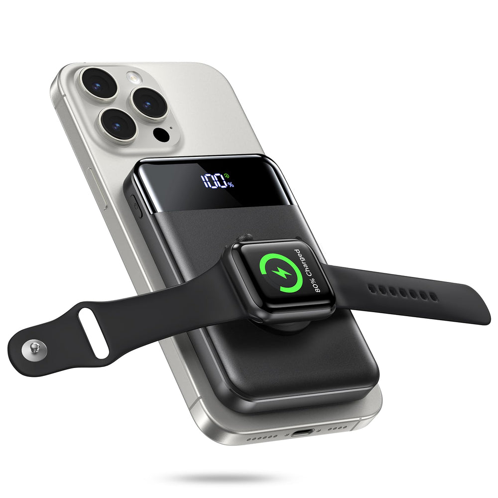 Eissix front view of black power bank showing compact profile and branding benefit
