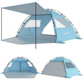 Elegear CumbreX front view sky blue showing roomy canopy and shade benefit
