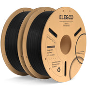 ELEGOO black PLA Plus front spool showing clean winding and ready-to-print quality