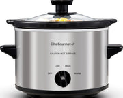 Elite Gourmet vista frontal acero inoxidable, diseño compacto y elegante