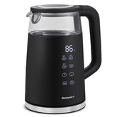 Elite Gourmet kettle front view showing sleek black finish and modern profile for stylish countertops
