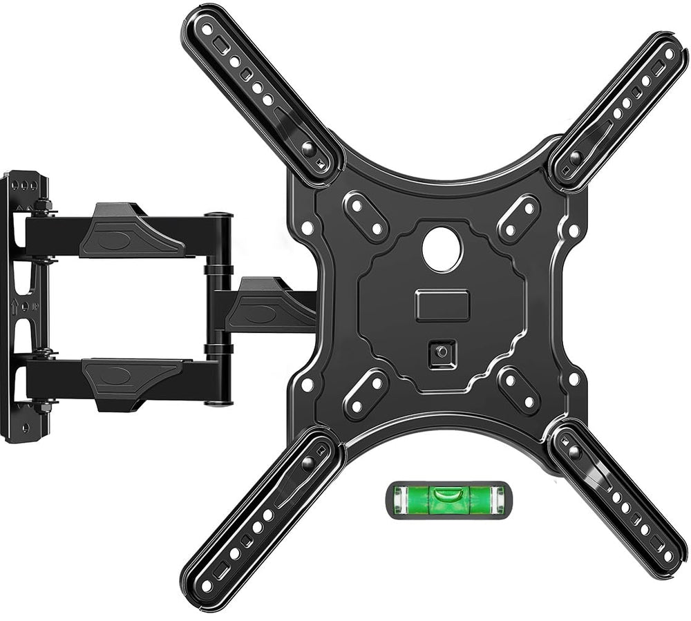 ELIVED front view of mounted TV showing stable full-motion support and tidy look