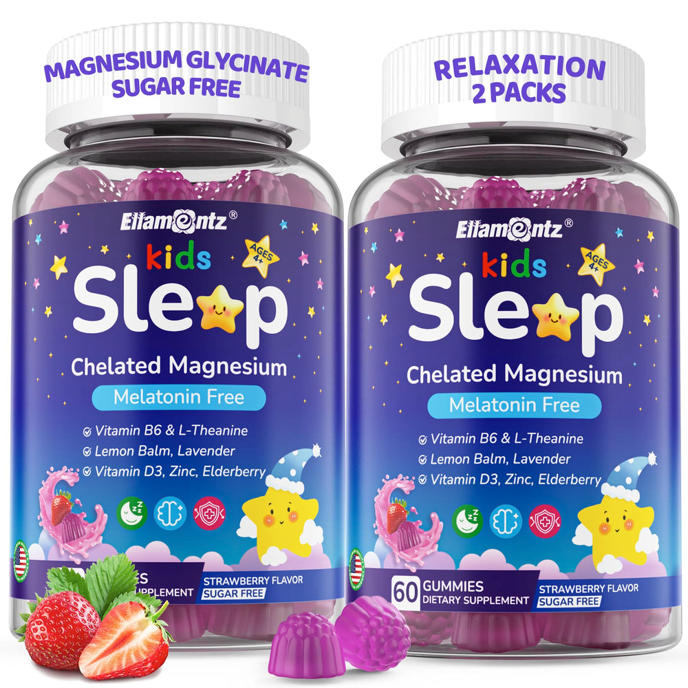 ELLAMENTZ caja frontal de gominolas nocturnas mostrando la marca y beneficios
