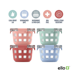 Ello Duraglass envase abierto con yogur y fruta, conservación y porción lista
