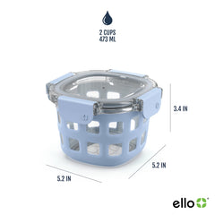 Ello Duraglass en mano para comparar tamaño, ideal porciones y transporte fácil