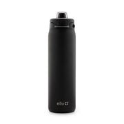 Ello botella frontal negra mostrando diseño elegante y beneficio portátil