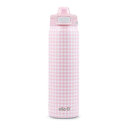 Ello botella frontal rosa gingham elegante y resistente para uso diario