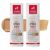 EltaMD front packaging 1.7 oz tinted SPF 40 pump shows compact sunscreen convenience
