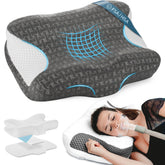 Elviros vista frontal del cojín mostrando forma ergonómica y beneficio de soporte