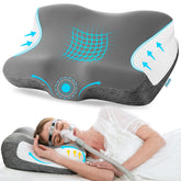 Elviros vista frontal del empaque mostrando almohada CPAP y beneficios