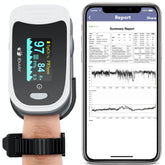 EMAY front view showing device on and clear values, helps nighttime monitoring