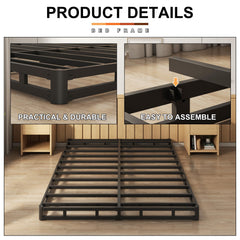 EMODA assembled frame side profile showing 5-inch height benefit: low-profile bed height
