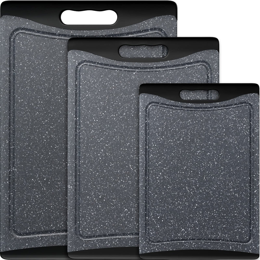 Empune set frontal de 3 tablas mostrando tamaños y color gris oscuro para organización