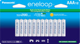 Eneloop paquete frontal mostrando 12 baterías listos para usar