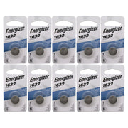 Energizer CR1632 frontal del empaque mostrando 10 pilas y facilidad de almacenamiento