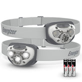Energizer linterna frontal paquete frontal mostrando las dos unidades y beneficio de disponibilidad doble