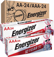 Energizer pack front view showing 48 batteries and clear size information benefit convenience
