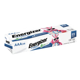 Energizer paquete frontal 24 AAA mostrando diseño y ventaja de larga duración