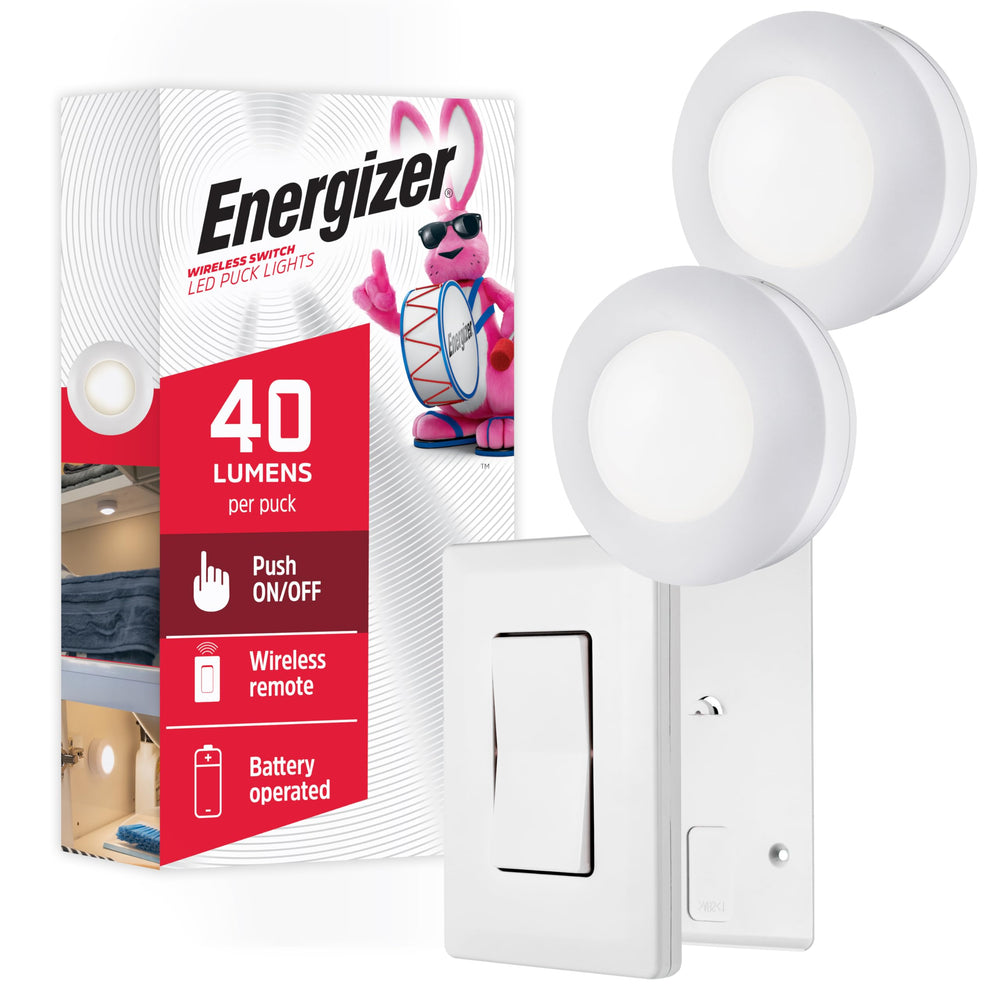 Energizer puck luz frontal mostrando forma compacta y brillo práctico