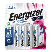 Energizer pilas Ultimate Lithium AA vista frontal y paquete visible, larga duración