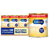 Enfamil front packaging showing brand and formula benefits at a glance