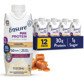 Ensure Max Protein front packaging showing caramel flavor and 30g protein benefit