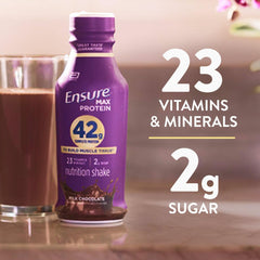 Close-up textura cremosa de Ensure sabor chocolate que apetece