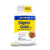 Enzymedica Digest Gold vista frontal con tapa, tranquilidad digestiva inmediata