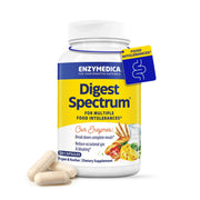 Enzymedica frasco Digest Spectrum visto de frente, ayuda a digestión cómoda