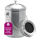 Epica front view of compost bin showing compact countertop footprint and modern finish