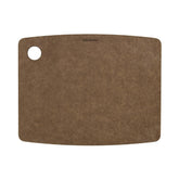 Epicurean front view Nutmeg cutting board showing full surface and hang hole benefit