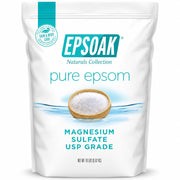 Epsoak front packaging showing 19 lb bag and branding benefits